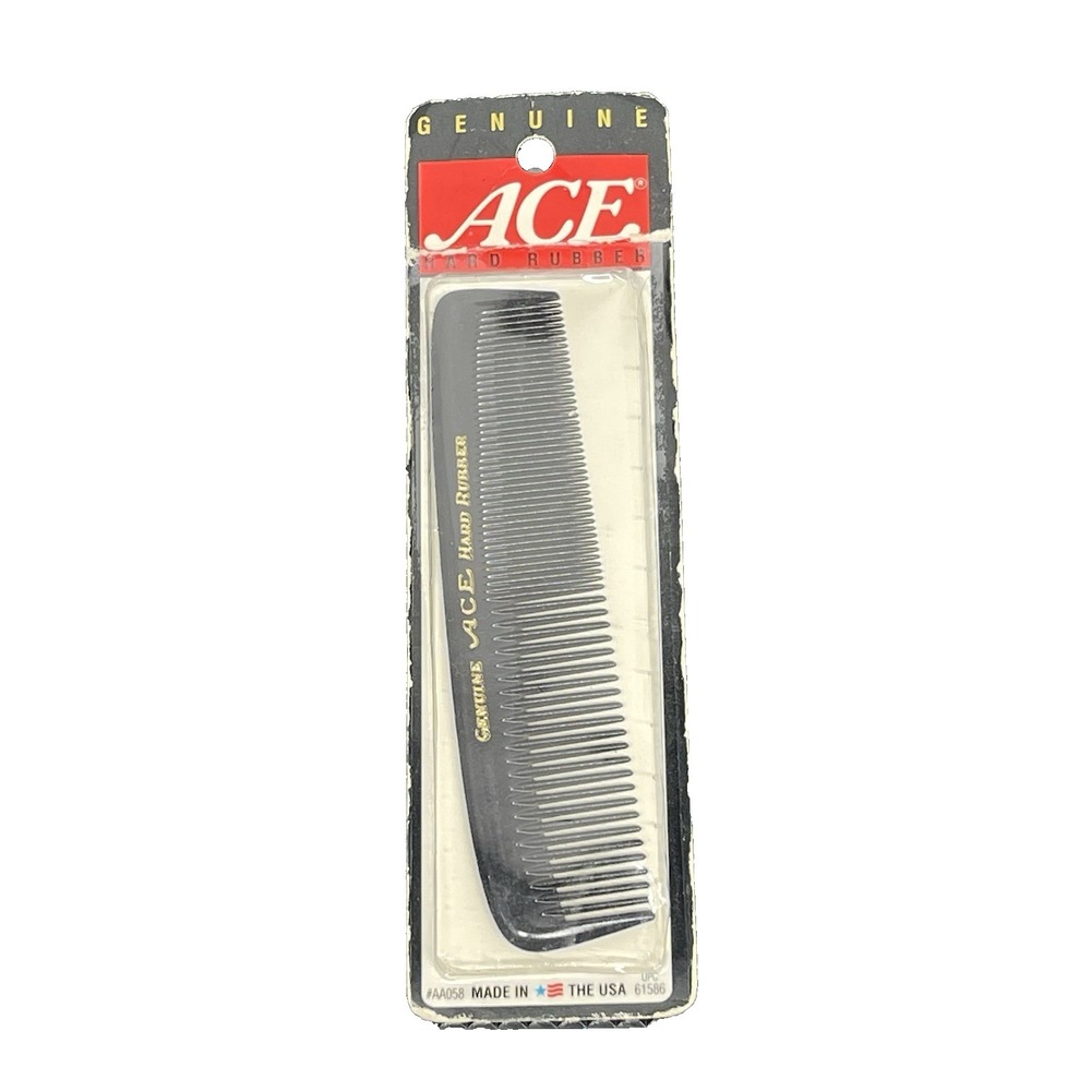 Vintage Genuine Ace‎ Hard Rubber Comb 5" Black Pocket NOS Sealed USA New # AA058